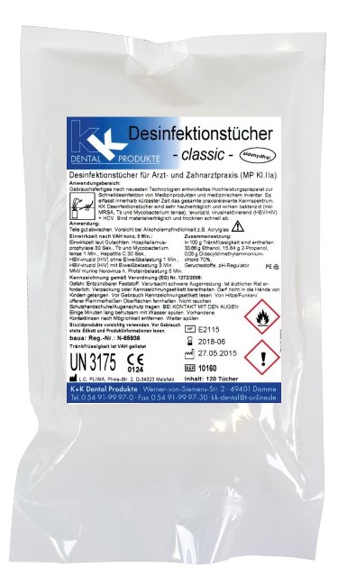 KK Desinfektionstücher 1 Nfbeutel á 120 Tücher Duft Lemon KK Desinfektionstücher 1 Nfbeutel á 120 Tücher Duft Lemon