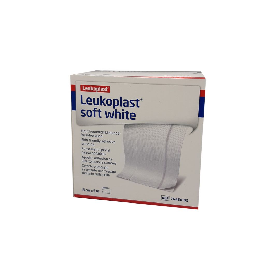 Leukoplast soft white | Pflaster mit Wundauflage | Weiß | 8 cm x 5 m Rolle Leukoplast soft white | Pflaster mit Wundauflage | Weiß | 8 cm x 5 m Rolle