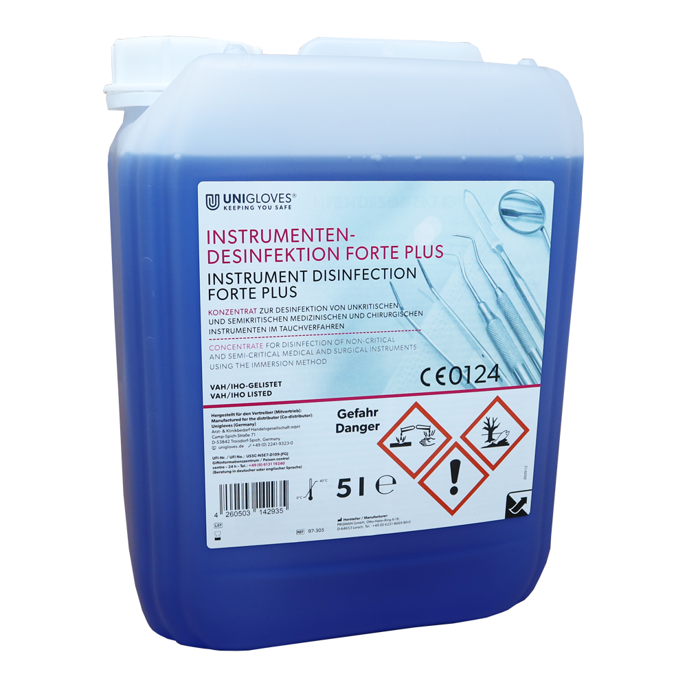 Unigloves Instrumentendesinfektion forte Plus | 5 Liter Kanister Unigloves Instrumentendesinfektion forte Plus | 5 Liter Kanister