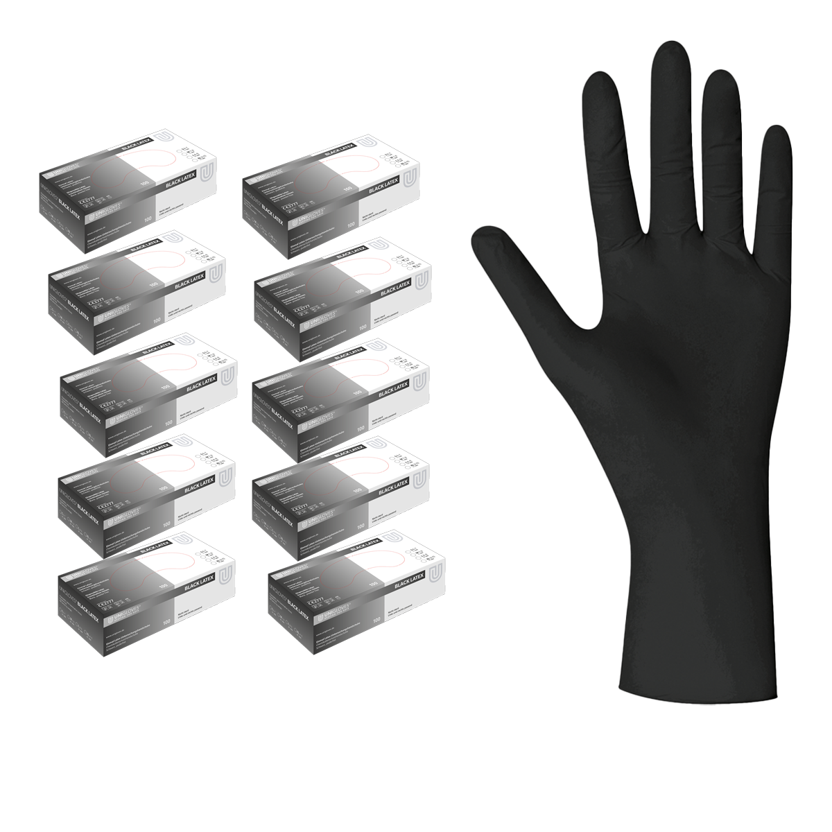 Unigloves Latexhandschuhe Black Latex | S - XL | 1.000 Stück/Karton