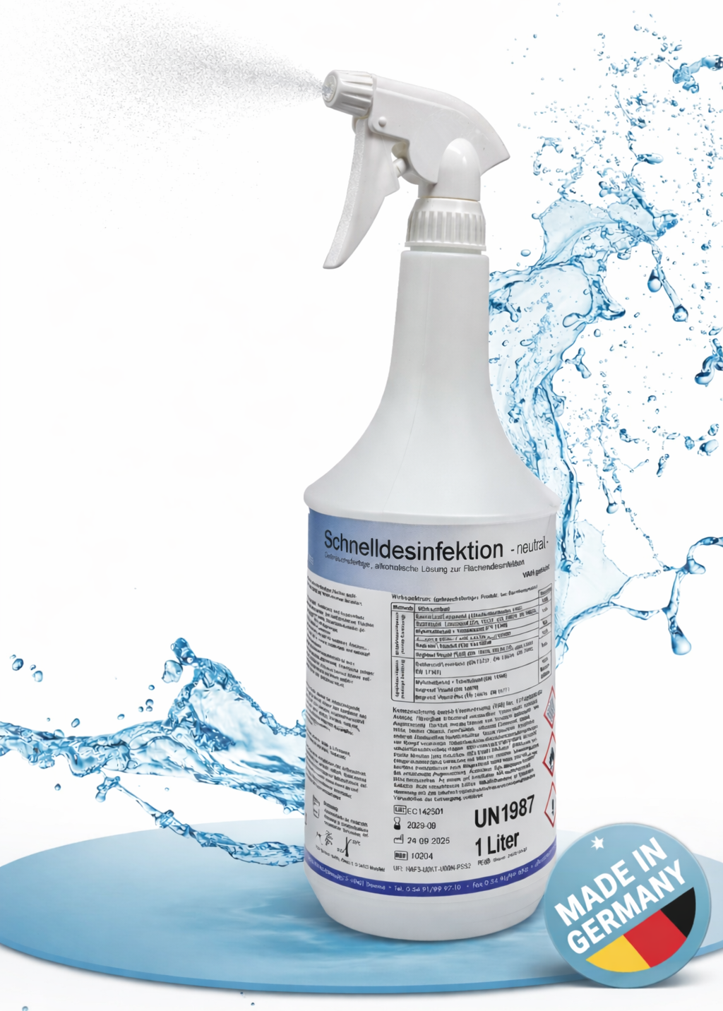 KK Schnelldesinfektion 1 Liter Sprühflasche Duft Neutral inkl. Sprühkopf