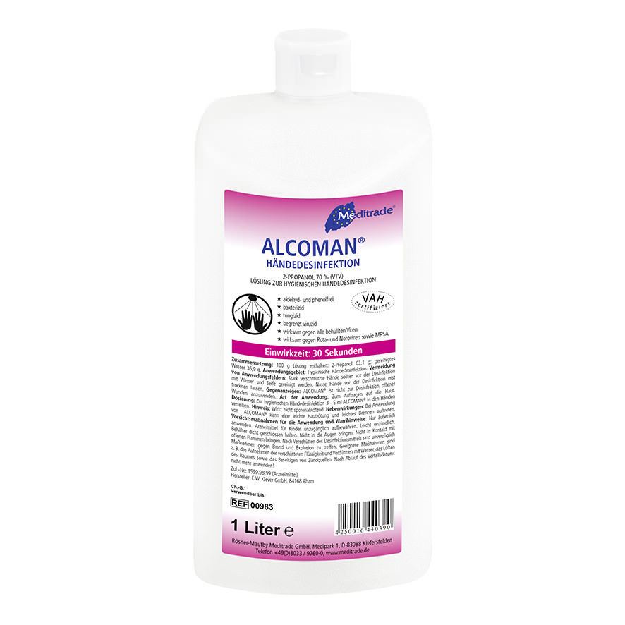 Meditrade ALCOMAN® Händedesinfektion 1 Liter Flasche Meditrade ALCOMAN® Händedesinfektion 1 Liter Flasche