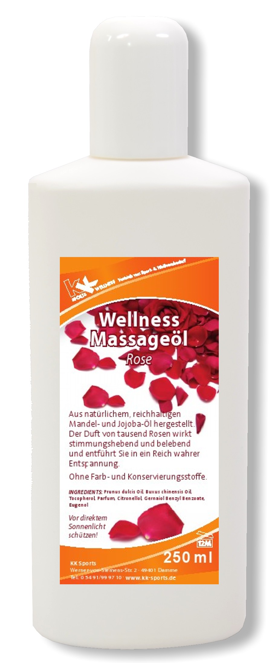 KK Wellness Massageöl Rose 250 ml Flasche