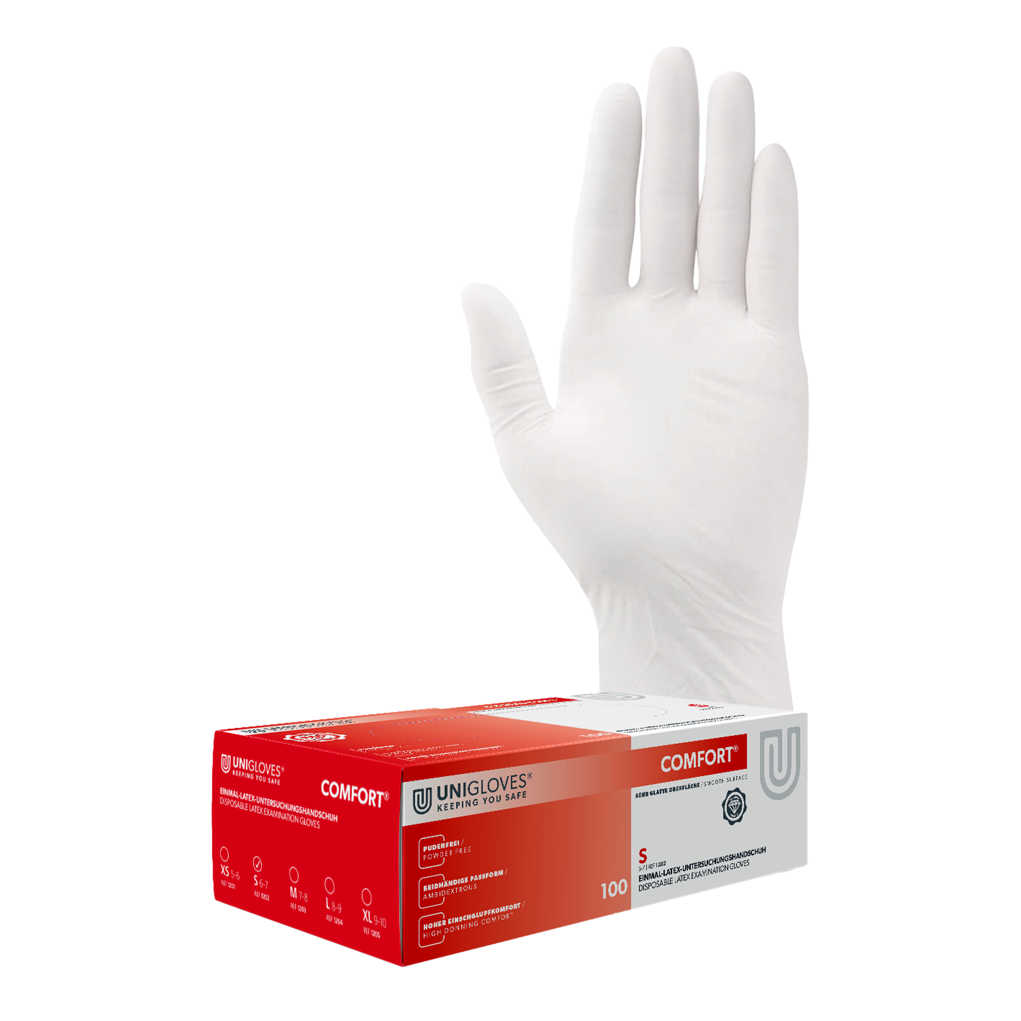 Unigloves Latexhandschuhe COMFORT Gr. 6-7  Small 100 Stück/Box Unigloves Latexhandschuhe COMFORT Gr. 6-7  Small 100 Stück/Box