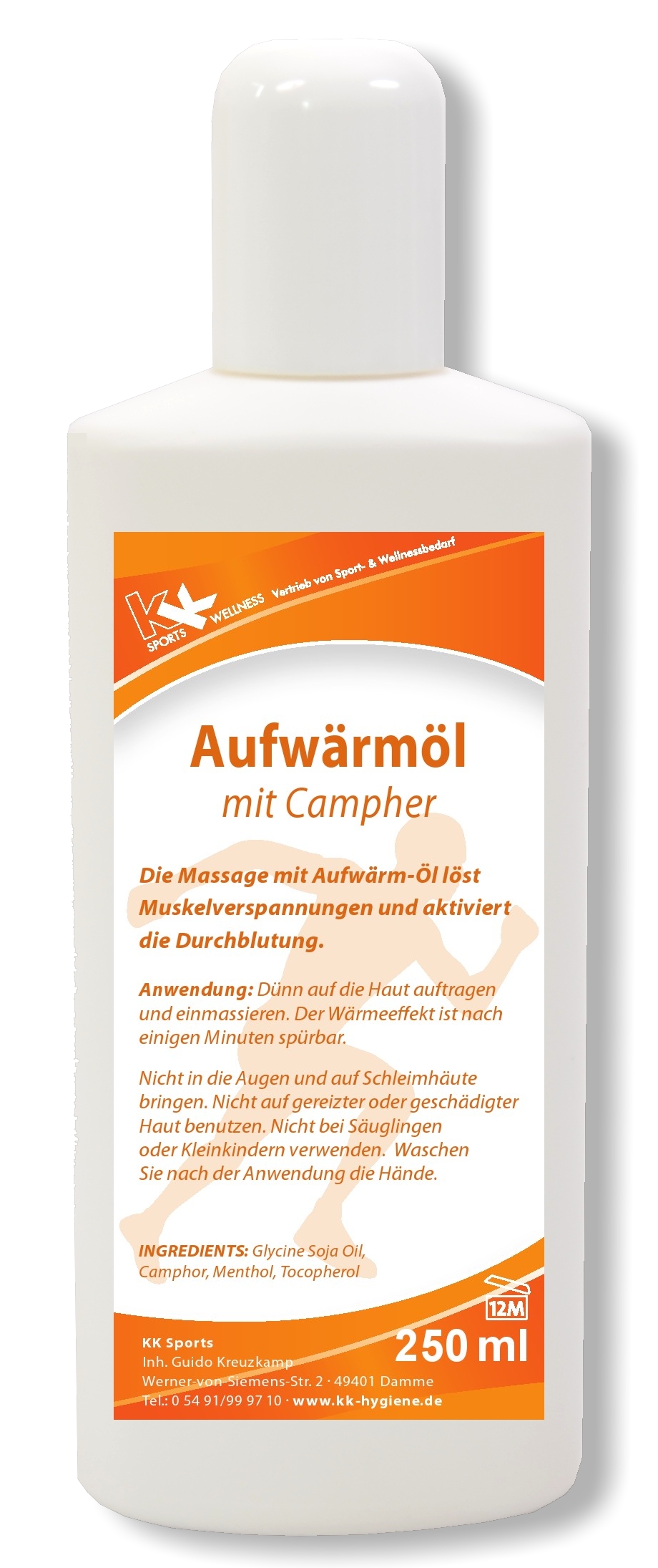 KK Aufwärmöl mit Campher 250 ml Flasche KK Aufwärmöl mit Campher 250 ml Flasche