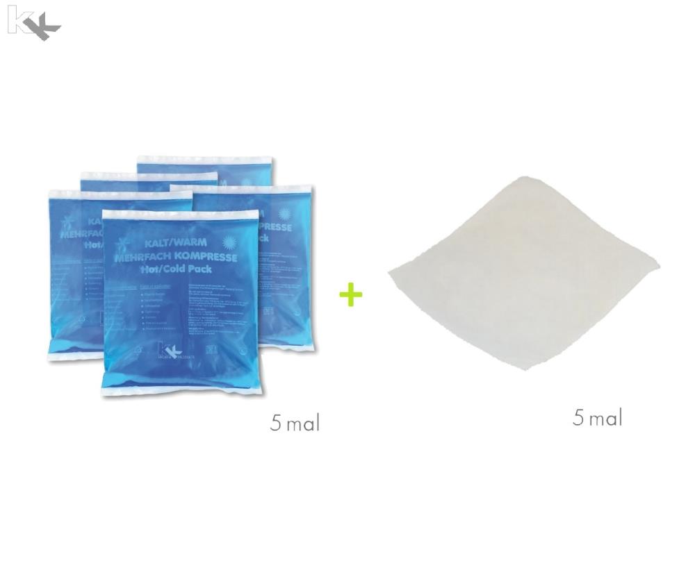 KK Kompressen Set | 5 Kalt-Warm Kompressen 13 x 14 cm + 5 Vlieshüllen KK Kompressen Set | 5 Kalt-Warm Kompressen 13 x 14 cm + 5 Vlieshüllen