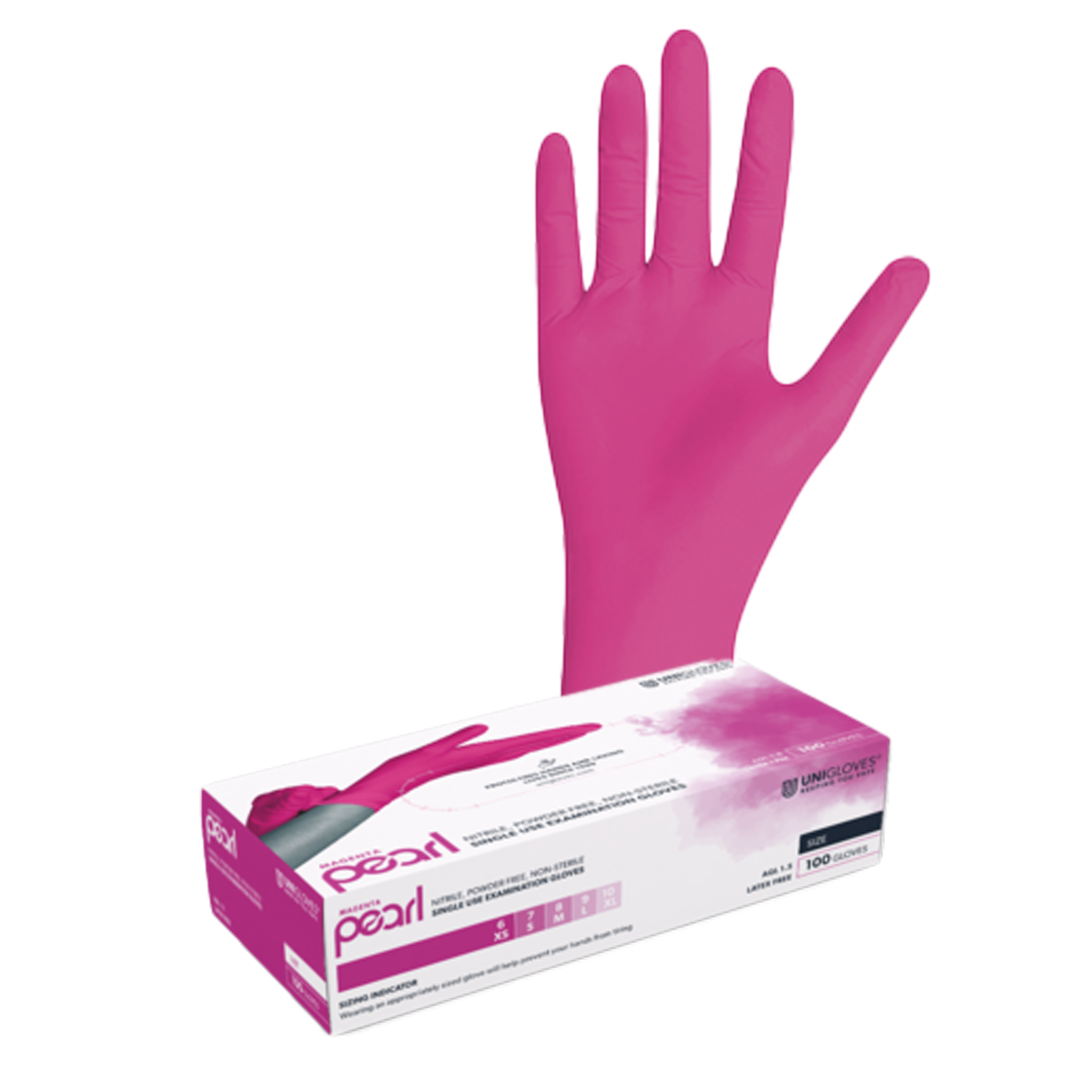 Unigloves MAGENTA PEARL Nitrilhandschuhe XS - XL 100 Stück/Box