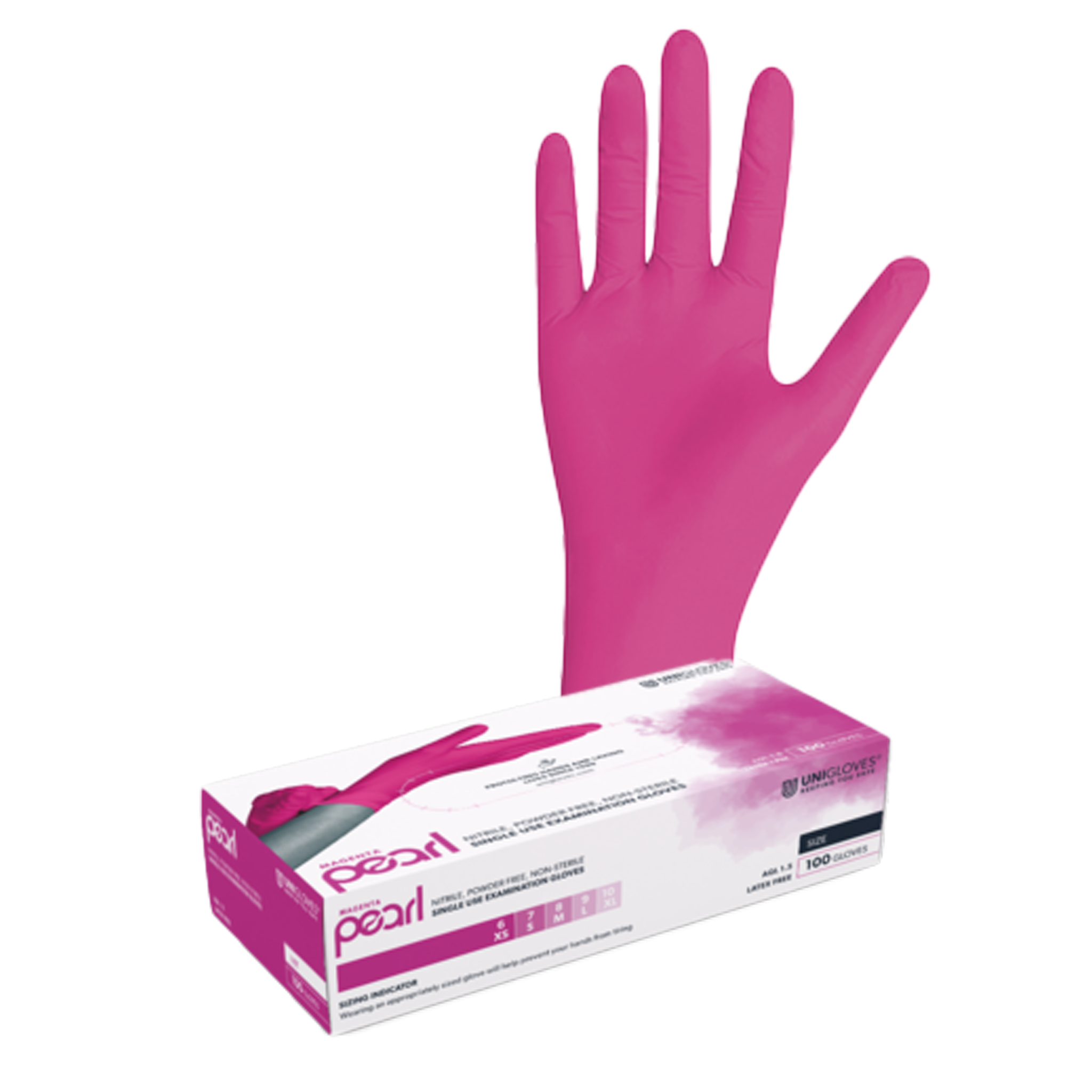 Unigloves MAGENTA PEARL Nitrilhandschuhe XS - XL 100 Stück/Box Unigloves MAGENTA PEARL Nitrilhandschuhe XS - XL 100 Stück/Box
