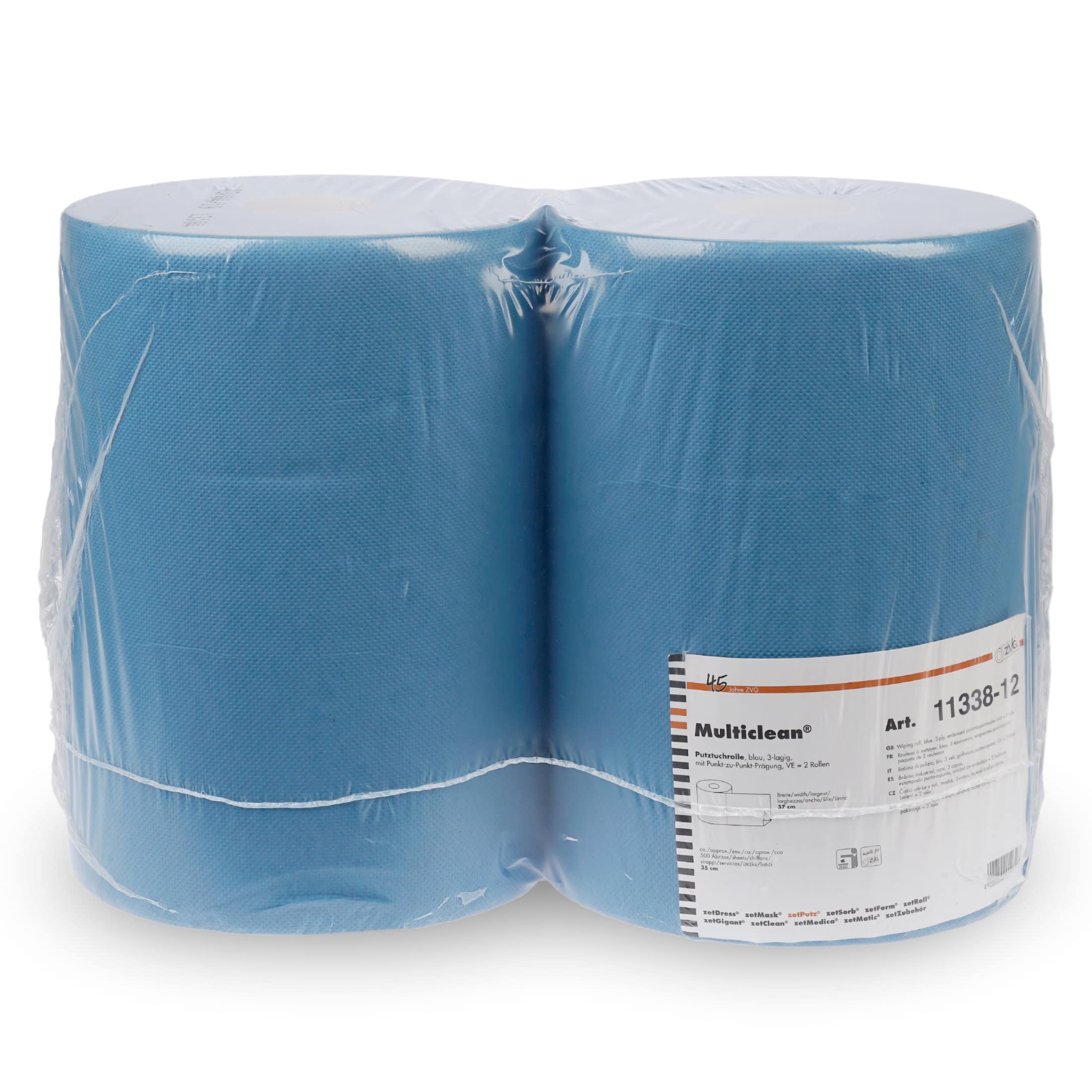 Multiclean® plus Putztuchrolle | Blau | 3-lagig | 38 cm x 37 cm | 2 Rollen/Beutel