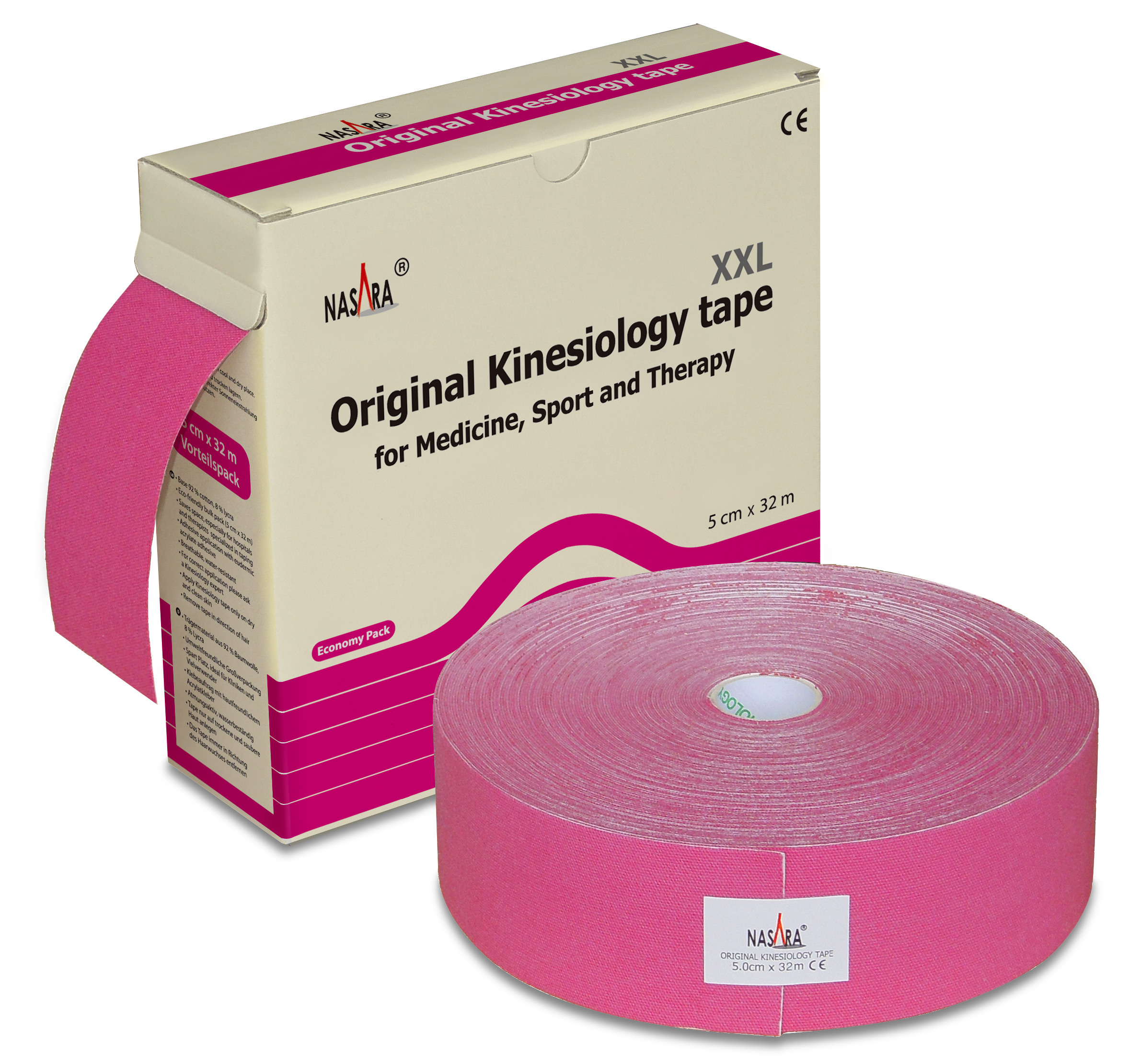 Nasara Kinesiologie Tape XXL Großrolle 5 cm x 32 m ver. Farben Nasara Kinesiologie Tape XXL Großrolle 5 cm x 32 m ver. Farben