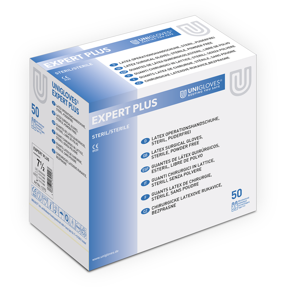 Unigloves OP-Handschuhe EXPERT PLUS Steril Größe 6,0-8,5 50 Paar/Box