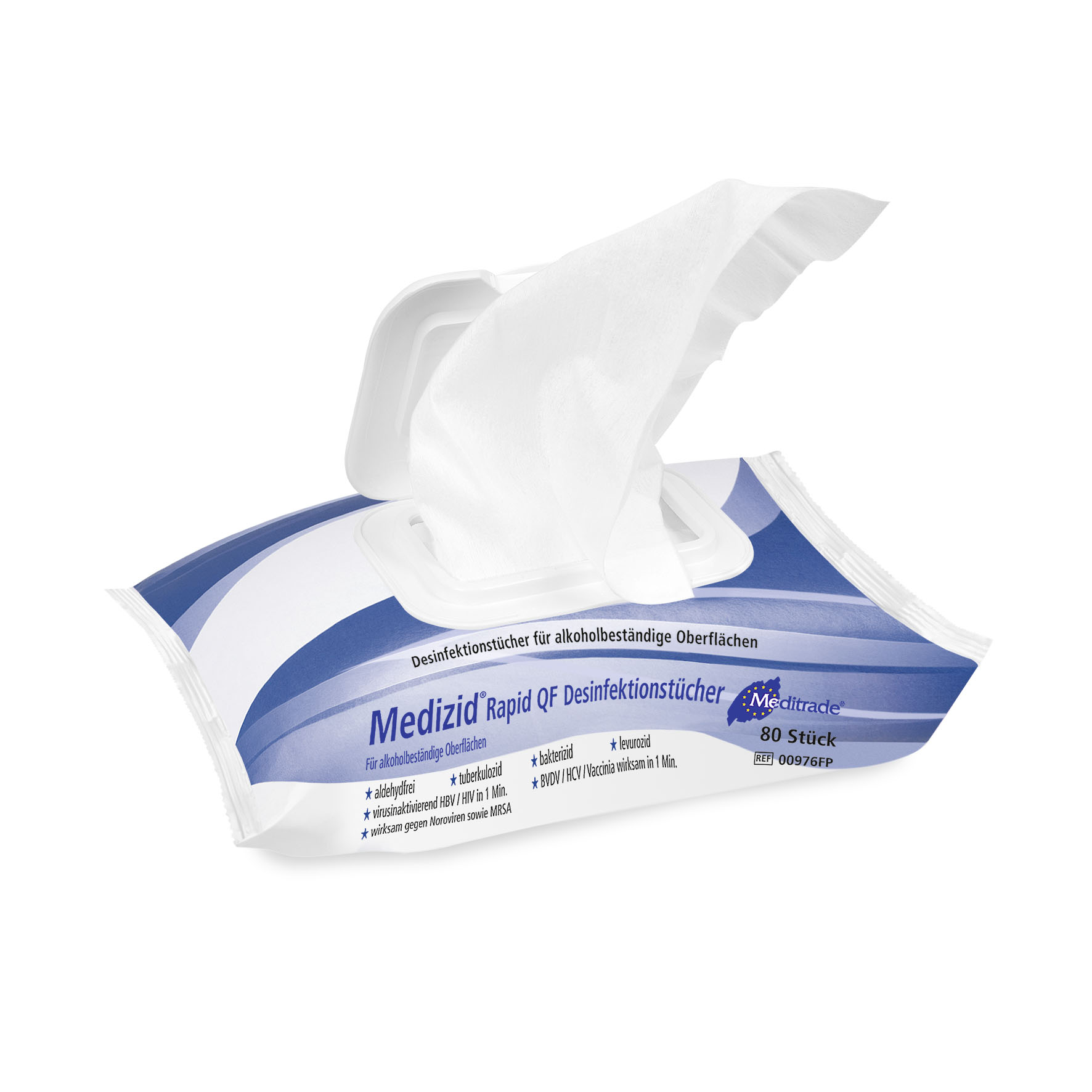 Meditrade Medizid® Rapid QF Flowpack | Desinfektionstücher | 80 Tücher