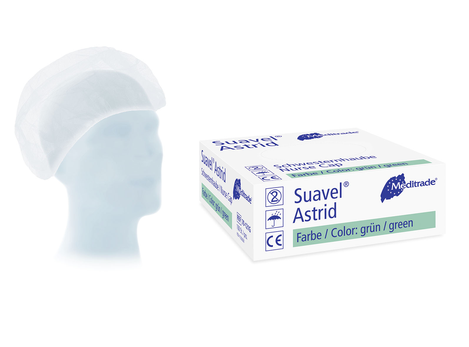 Suavel® Astrid | Baretthaube | 53 cm | Grün | 100 Stück/Packung Suavel® Astrid | Baretthaube | 53 cm | Grün | 100 Stück/Packung