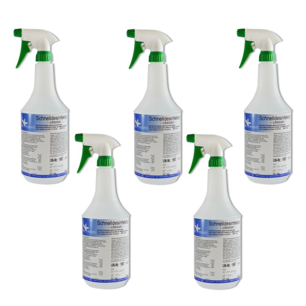 KK Schnelldesinfektion in praktischer Sprühflasche 5 x 1 Liter Duft: Classic KK Schnelldesinfektion in praktischer Sprühflasche 5 x 1 Liter Duft: Classic