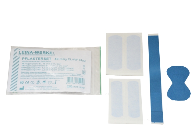 Pflaster Set | 40-teilig | elastisch | wasserfest | detektierbar | blau Pflaster Set | 40-teilig | elastisch | wasserfest | detektierbar | blau