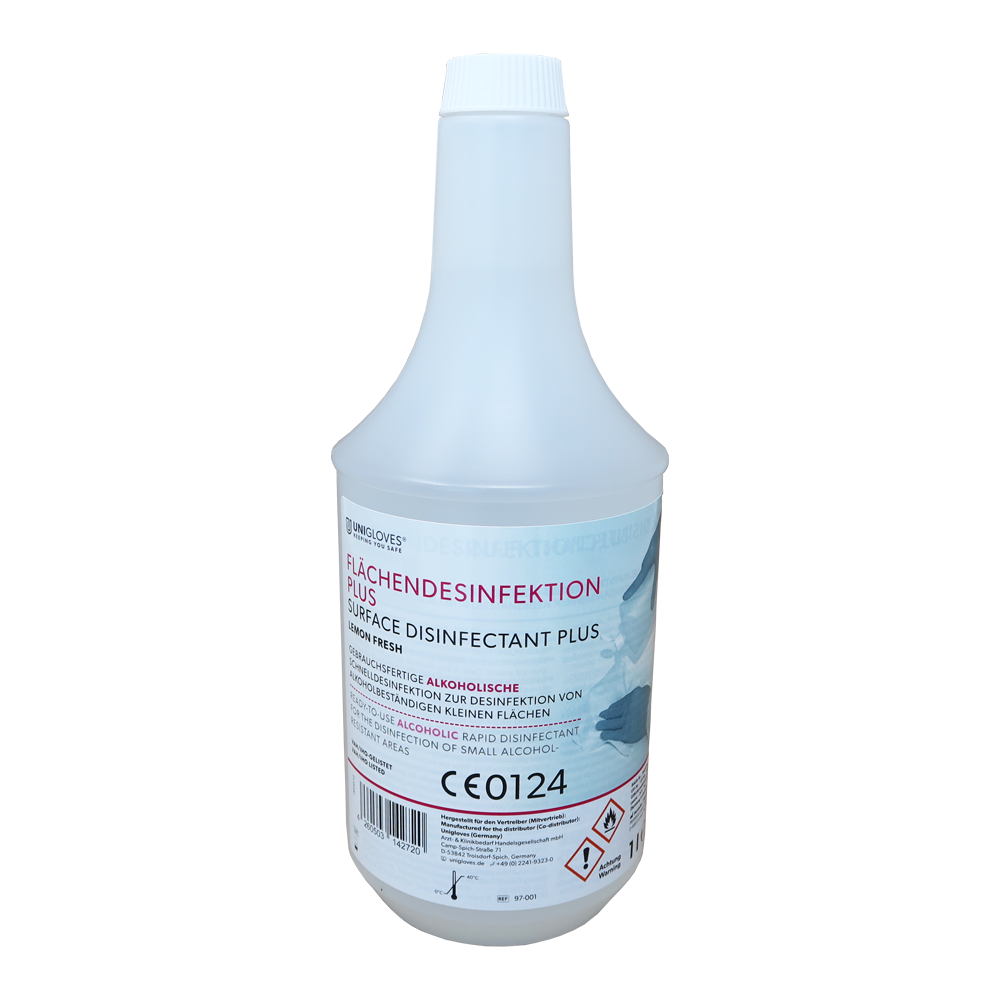 Unigloves Flächendesinfektion Plus Verschiedene Duftsorten 1 Liter Flasche Unigloves Flächendesinfektion Plus Verschiedene Duftsorten 1 Liter Flasche