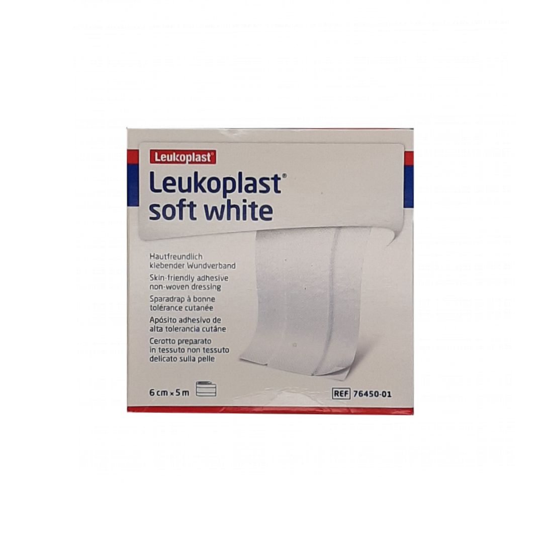 Leukoplast Soft White | Pflaster mit Wundauflage | Weiß | 6 cm x 5 m Rolle Leukoplast Soft White | Pflaster mit Wundauflage | Weiß | 6 cm x 5 m Rolle