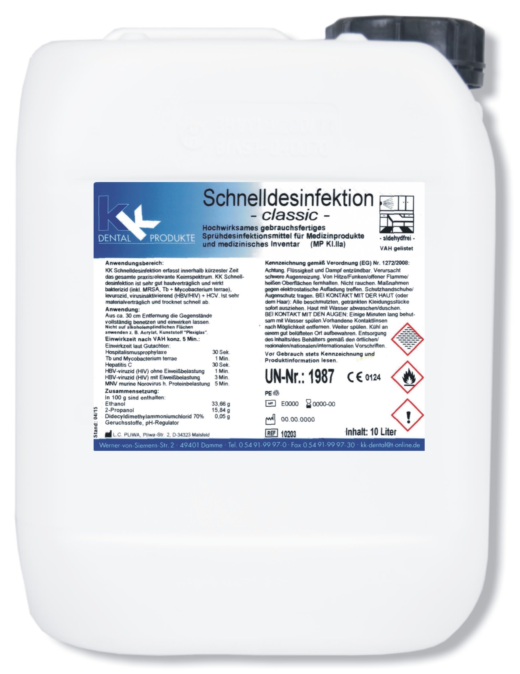 KK Schnelldesinfektion für Oberflächen 10 Liter Kanister KK Schnelldesinfektion für Oberflächen 10 Liter Kanister
