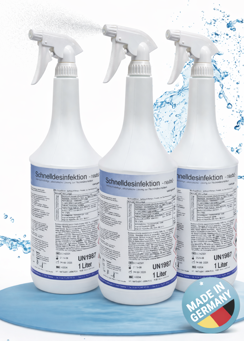 KK Schnelldesinfektion in praktischer Sprühflasche 3 x 1 Liter Duft: Neutral