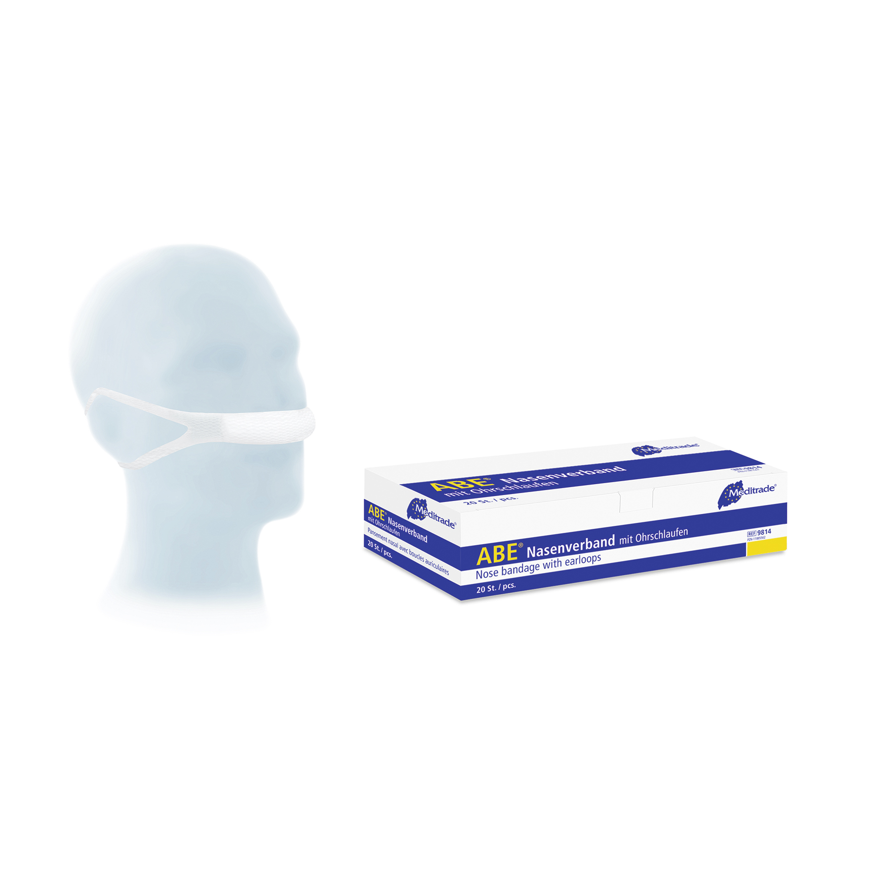 ABE® Nasenverband | Mit Ohrschlaufen | 20 Stück/Packung ABE® Nasenverband | Mit Ohrschlaufen | 20 Stück/Packung