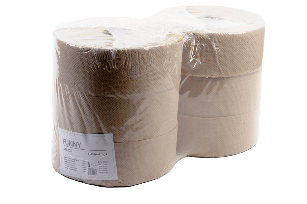 Jumbo Toilettenpapier | Natur | 1-lagig | 6 Rollen/Beutel | AG-026 Jumbo Toilettenpapier | Natur | 1-lagig | 6 Rollen/Beutel | AG-026