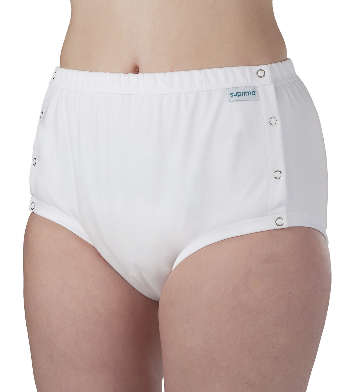 Suprima | Baumwoll / PU Slip | Unisex | Größen 36/38-48/50 | Knöpfbar | Weiß | 1269