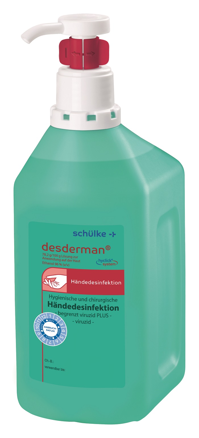 Schülke desderman® hyclick® | Alkoholische Händedesinfektion | 1 Liter Spenderflasche