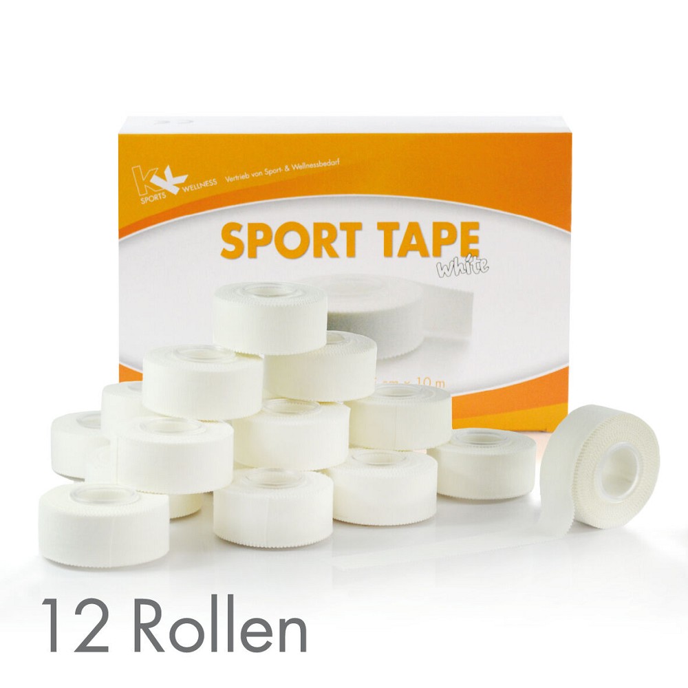 Sporttape 12 Rollen 2,5 cm x 10 m von KK Farbe Weiß Sporttape 12 Rollen 2,5 cm x 10 m von KK Farbe Weiß