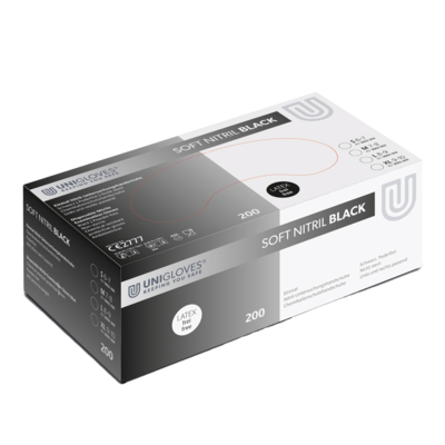 Unigloves Nitrilhandschuhe SOFT NITRIL BLACK S-XL 200 Stück/Box Unigloves Nitrilhandschuhe SOFT NITRIL BLACK S-XL 200 Stück/Box