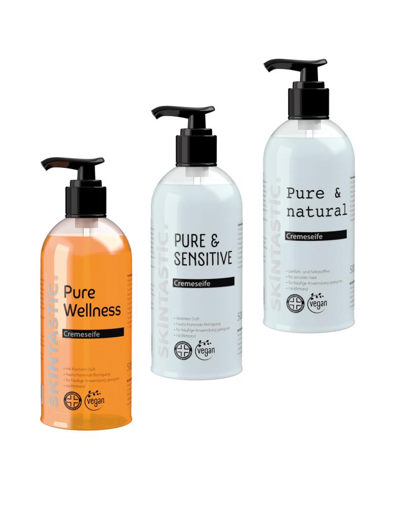 Skintastic® Hotel | Pure & Sensitiv, Pure Wellness oder Pure & Natural | 500 ml Pumpspender Skintastic® Hotel | Pure & Sensitiv, Pure Wellness oder Pure & Natural | 500 ml Pumpspender