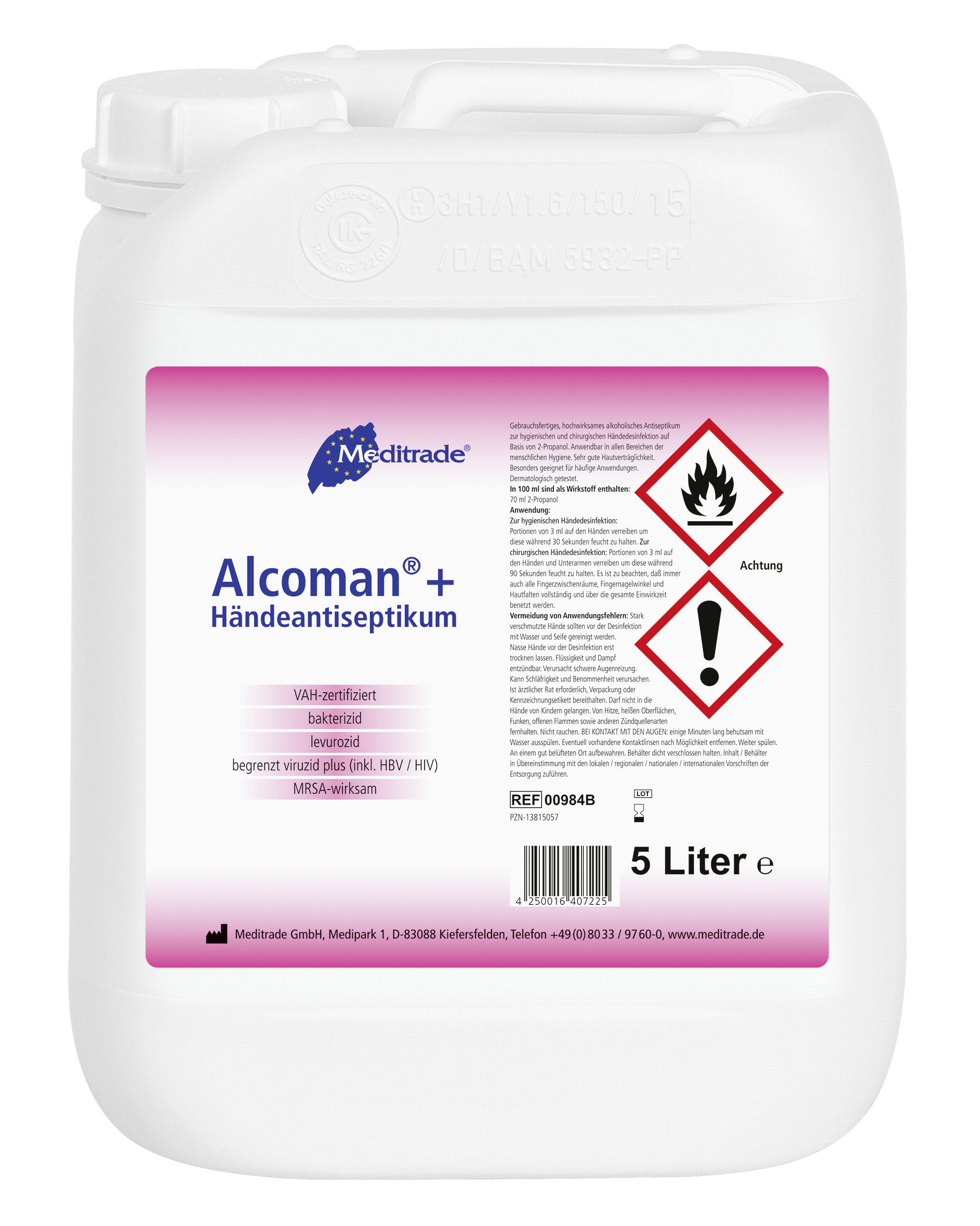 Meditrade ALCOMAN+®  Händeantiseptikum 5 Liter Kanister Meditrade ALCOMAN+®  Händeantiseptikum 5 Liter Kanister