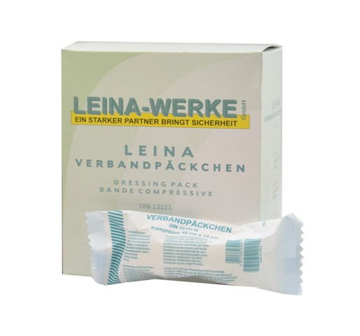 Verbandpäckchen | 10 cm x 12 cm | Wundkompressen auf Fixierbinde | Karton mit 15 Stück Verbandpäckchen | 10 cm x 12 cm | Wundkompressen auf Fixierbinde | Karton mit 15 Stück