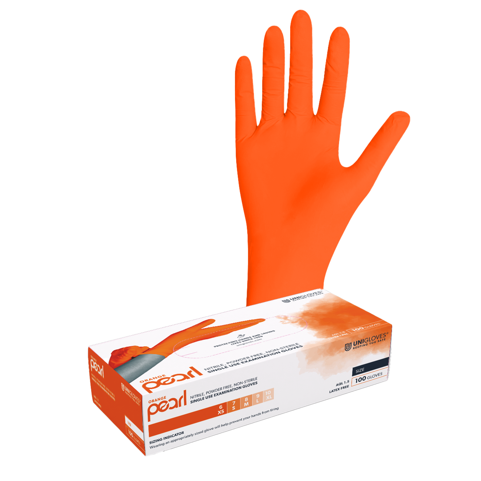 Unigloves ORANGE PEARL Nitrilhandschuhe XS - XL 100 Stück/Box Unigloves ORANGE PEARL Nitrilhandschuhe XS - XL 100 Stück/Box