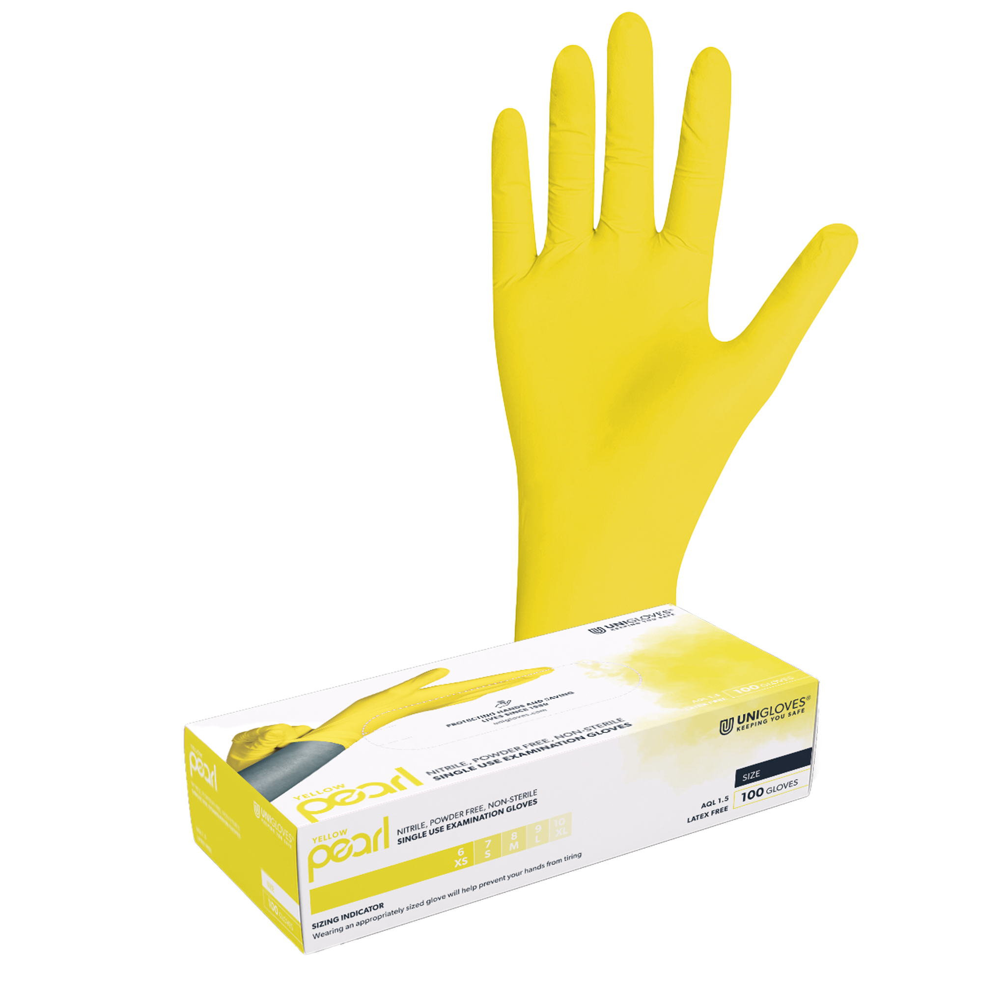 Unigloves YELLOW PEARL Nitrilhandschuhe XS - XL 100 Stück/Box Unigloves YELLOW PEARL Nitrilhandschuhe XS - XL 100 Stück/Box