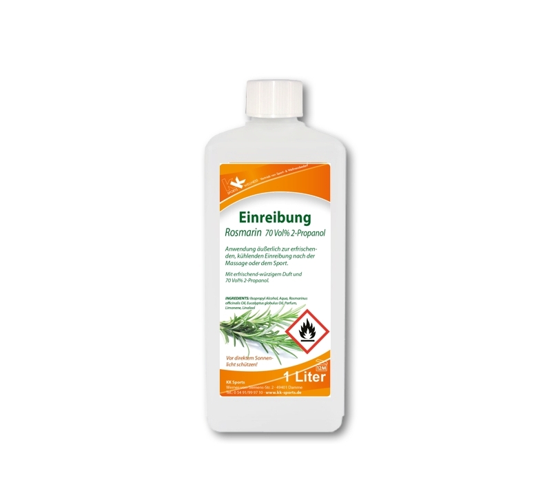 KK Einreibung Rosmarin (70 Vol.%) 1 Liter Flasche KK Einreibung Rosmarin (70 Vol.%) 1 Liter Flasche