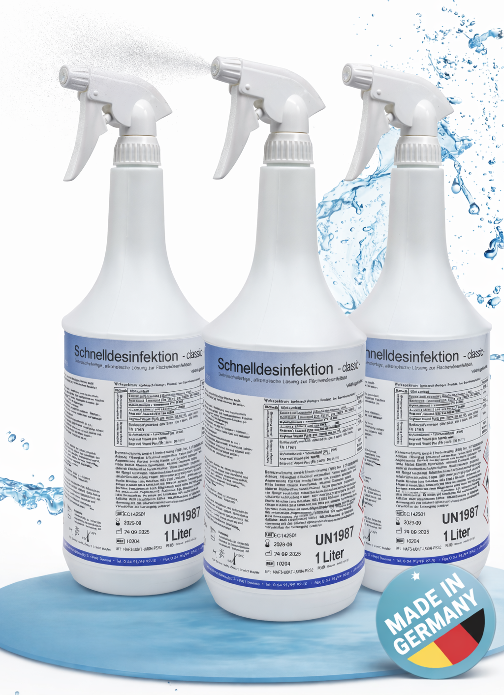 KK Schnelldesinfektion in praktischer Sprühflasche 3 x 1 Liter Duft: Classic