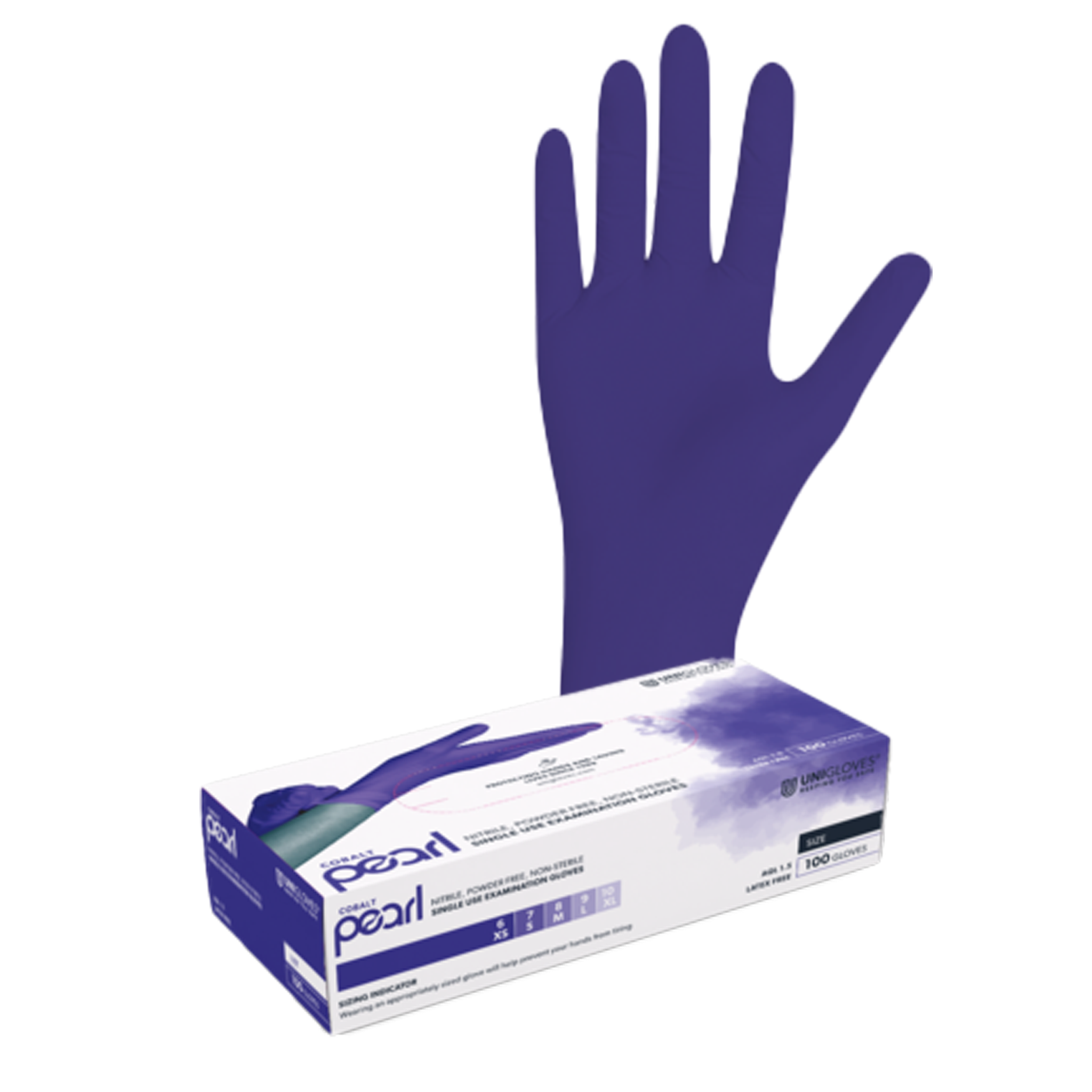 Unigloves COBALT PEARL Nitrilhandschuhe XS - XL 100 Stück/Box Unigloves COBALT PEARL Nitrilhandschuhe XS - XL 100 Stück/Box