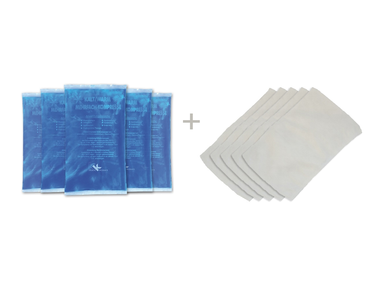 KK Kompressen Set | 5 Kalt-Warm Kompressen 16 x 9 cm + 5 Vlieshüllen KK Kompressen Set | 5 Kalt-Warm Kompressen 16 x 9 cm + 5 Vlieshüllen