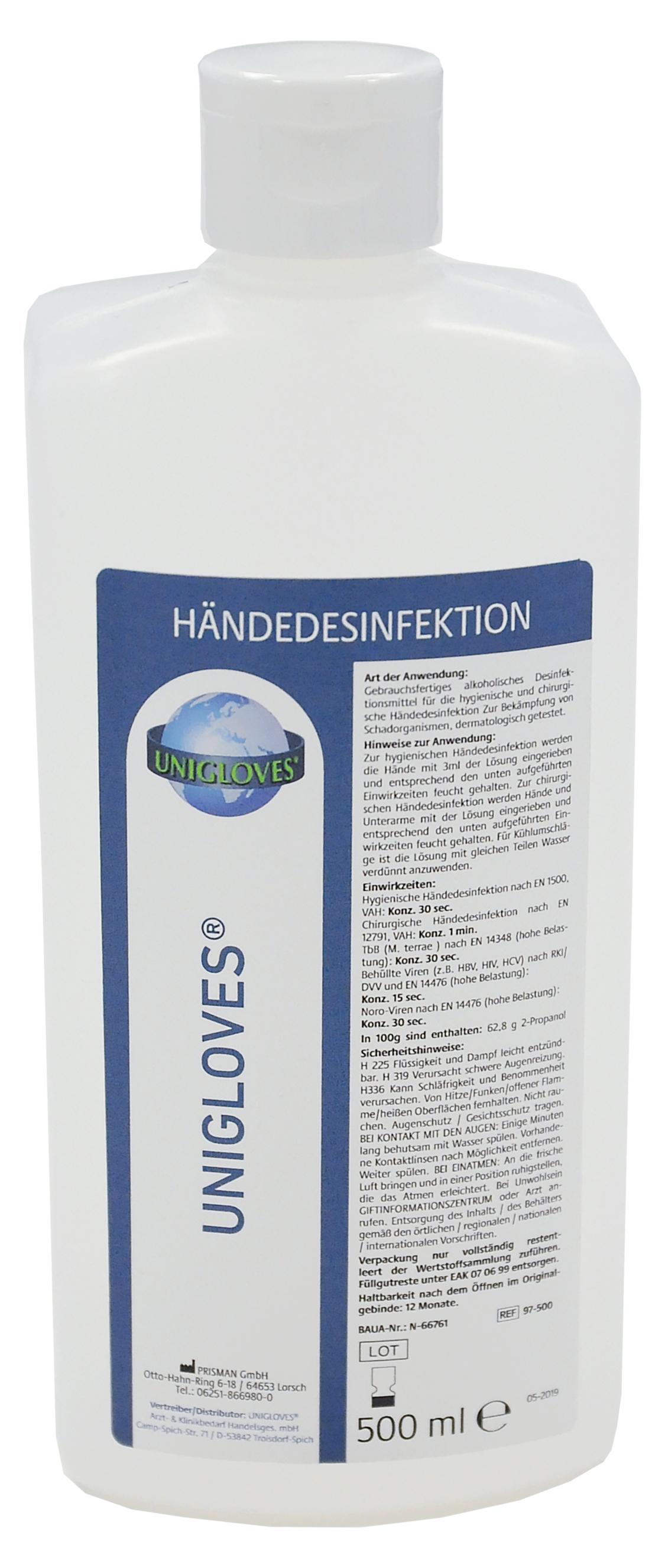 Unigloves | Händedesinfektion |  500 ml Flasche Unigloves | Händedesinfektion |  500 ml Flasche