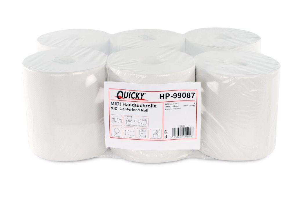 Handtuchrolle | Quicky | Weiß | MIDI | 252 m x 20 cm | 6 Rollen/Karton | HP-99087 Handtuchrolle | Quicky | Weiß | MIDI | 252 m x 20 cm | 6 Rollen/Karton | HP-99087