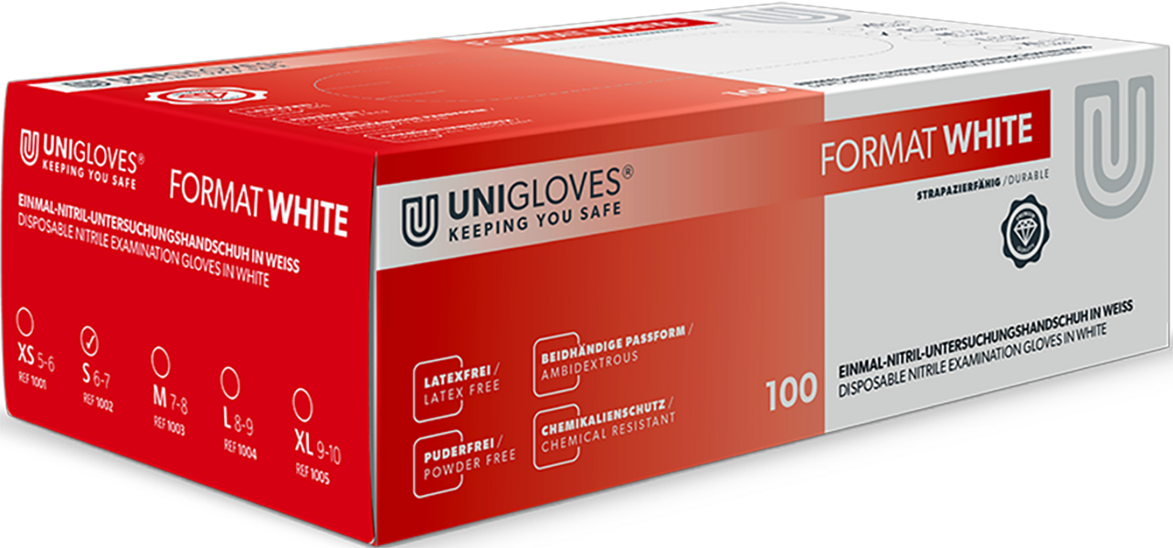 Unigloves Nitrilhandschuhe FORMAT Weiß 6-7 small 100 Stück/Box