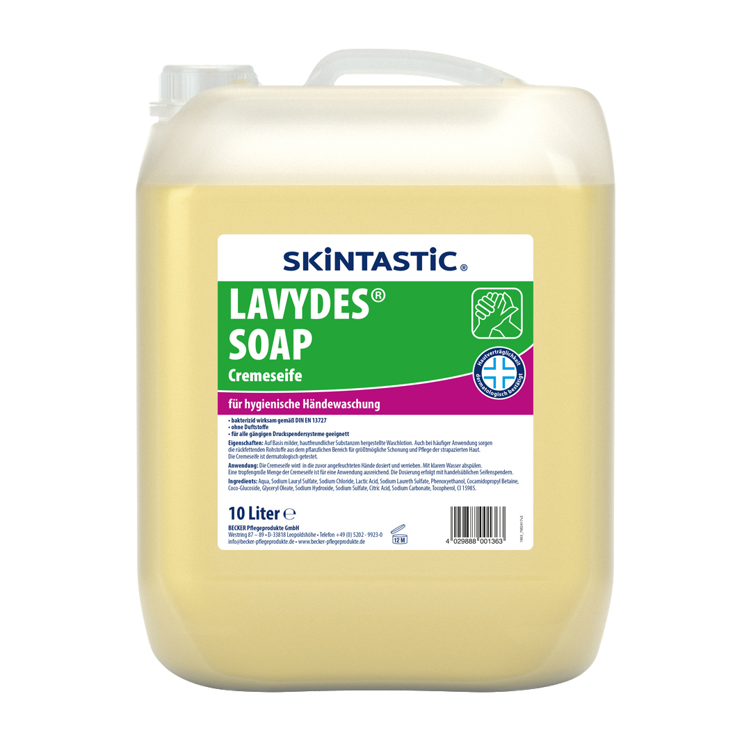Skintastic® Lavydes | antibakterielle Cremeseife | Seife | 10 Liter Kanister Skintastic® Lavydes | antibakterielle Cremeseife | Seife | 10 Liter Kanister
