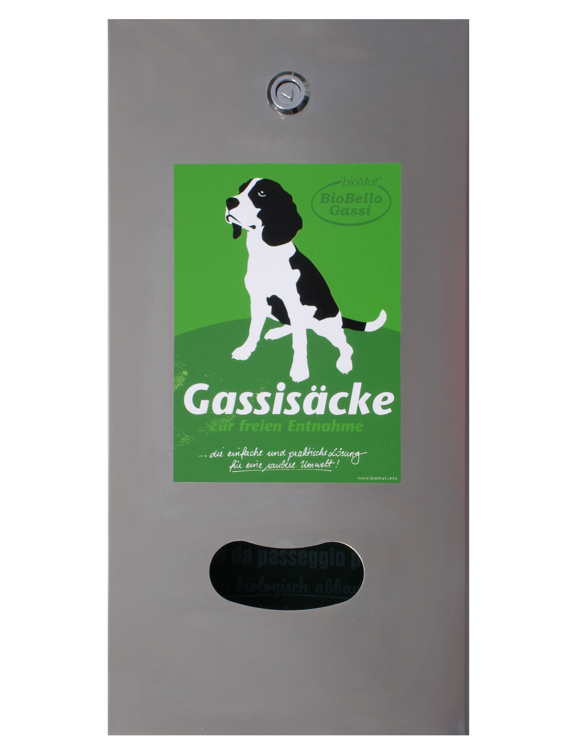 Spender | für BIOMAT® Gassibeutel | aus Edelstahl Spender | für BIOMAT® Gassibeutel | aus Edelstahl