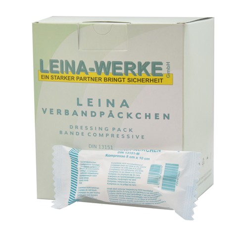 Verbandpäckchen | 8 cm x 10 cm | Wundkompressen auf Fixierbinde | Karton mit 20 Stück Verbandpäckchen | 8 cm x 10 cm | Wundkompressen auf Fixierbinde | Karton mit 20 Stück