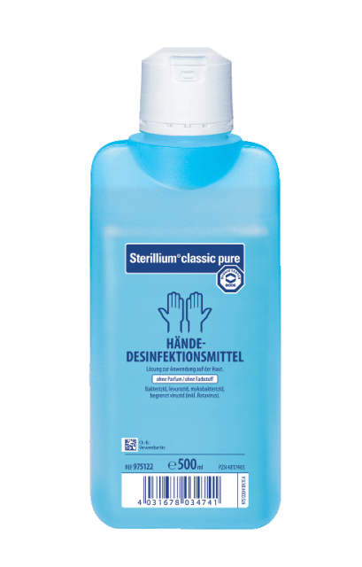 Sterillium classic pure | Parfümfreie Händedesinfektion | 500 ml Flasche Sterillium classic pure | Parfümfreie Händedesinfektion | 500 ml Flasche