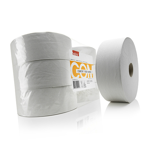 Satino Comfort Toilettenpapier | Jumborollen | 1-lagig | Weiß | 6 x 600 m Satino Comfort Toilettenpapier | Jumborollen | 1-lagig | Weiß | 6 x 600 m