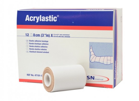 Acrylastic® | längselastische Klebebinde | 8 cm x 2,5 m | Rolle ohne Faltschachtel