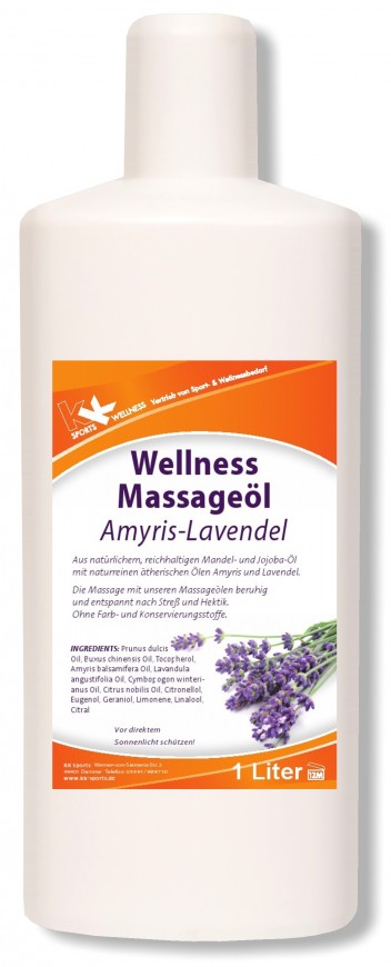 KK Wellness Massageöl Amyris-Lavendel 1 Liter Flasche