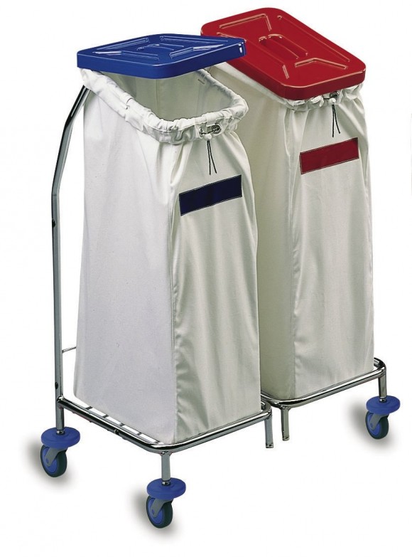 Wäschewagen 2fach, verchromt (ohne Deckel und Säcke)