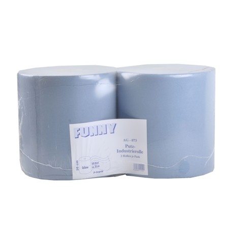 Industriepapierrolle | Blau | 3-lagig | 26 x 38 cm | 2 Rollen/Beutel